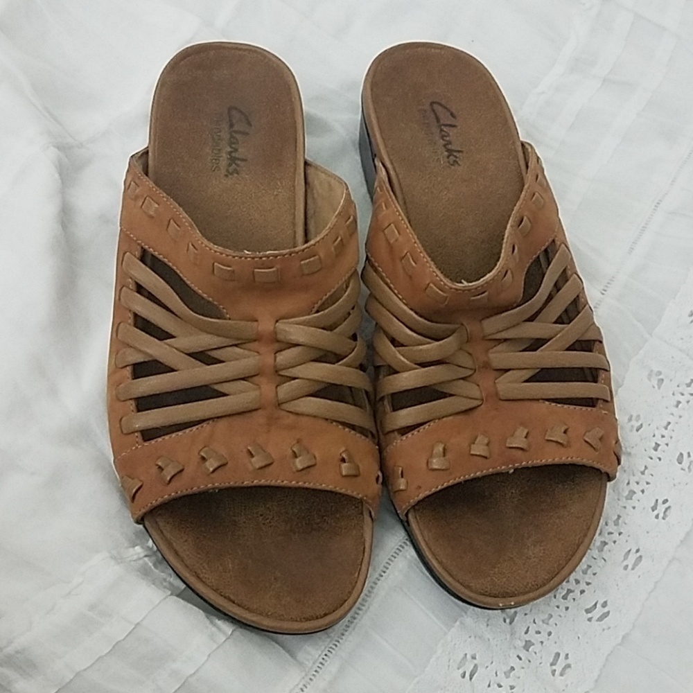 clark's Bendables sz 8M brown leather sandels - Picture 6 of 6